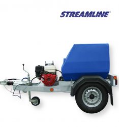 Denver 800ltr Trailer with Honda Powered Pressure Washer 16lpm 276bar, 30mtr Hose Reel, Blue tank